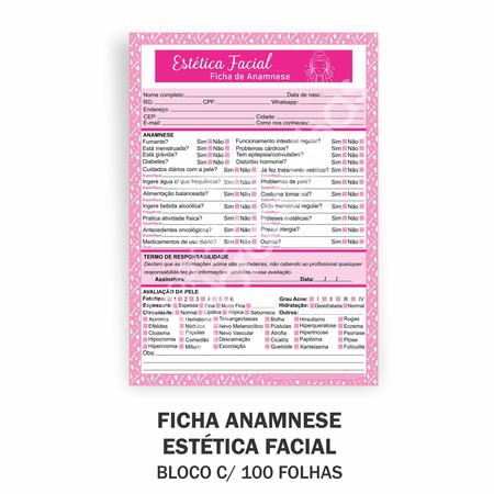 Bloco Anamnese Estética Facial 100 Folhas