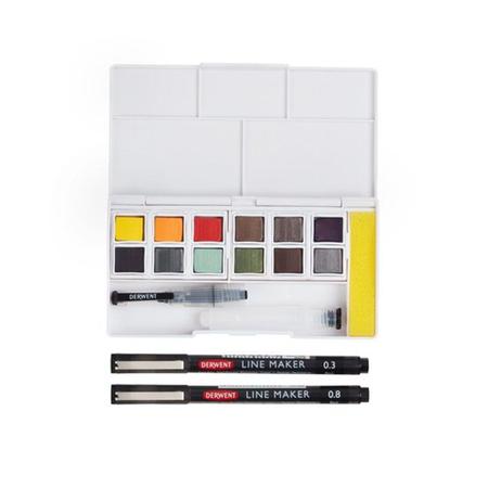 Imagem de Estojo Aquarela Pastilha Line and Wash Set Derwent