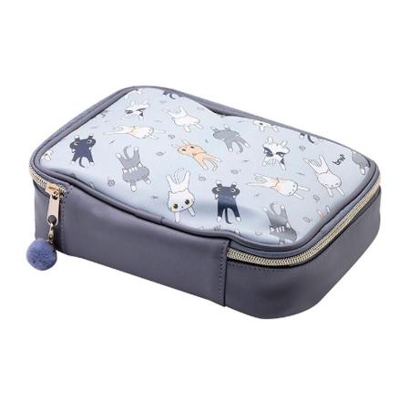 Estojo Box Necessaire Pets Cat Cinza Ziper Com Pompom - Brw - Macrozao Imagem de Estojo Box Necessaire Pets Cat Cinza Ziper Com Pompom - Brw