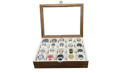 Imagem de Estojo/Caixa para 20 Relógios - Cerejeira flocado de Bege