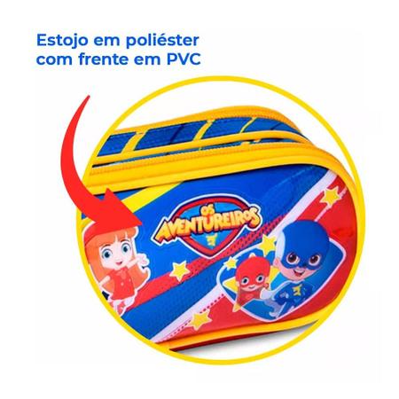 Imagem de Estojo Duplo Infantil Aventureiros Escolar Luccas Neto Porta Lápis Organizador