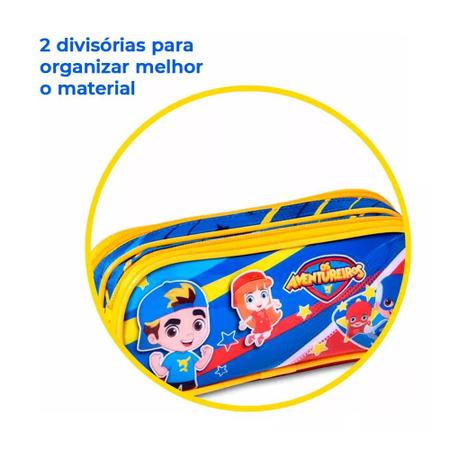 Imagem de Estojo Duplo Infantil Aventureiros Escolar Luccas Neto Porta Lápis Organizador