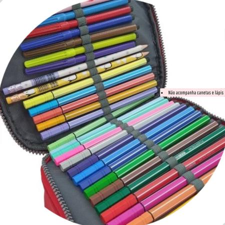 Imagem de Estojo Escolar Box Colorido Bolsinha Grande Porta Caneta Lapis Organizador