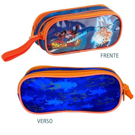 Estojo Duplo Dragon Ball Z Azul Personagens Escolar - Clio - Shop Macrozao