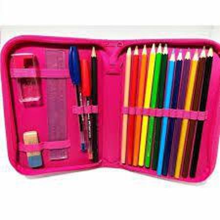 Imagem de Estojo Escolar Nylon Borboletas Rosa Faber-castell - Faber Castell