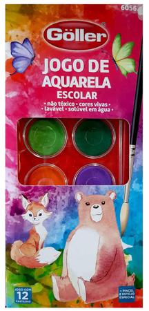 Estojo Jogo Aquarela Pintura 12 Cores Vivas + Pincel Escola - Goller - Kit  para Desenho Técnico - Magazine Luiza