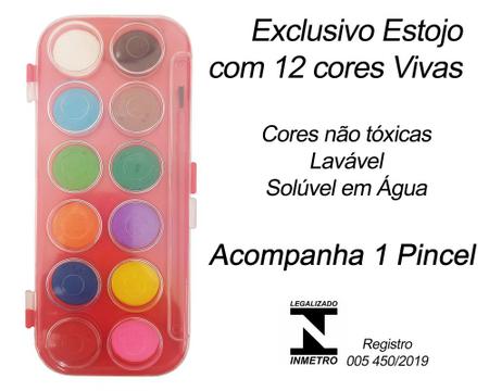 Estojo Jogo Aquarela Pintura 12 Cores Vivas + Pincel Escola - Goller - Kit  para Desenho Técnico - Magazine Luiza