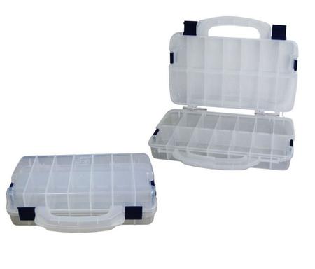 Imagem de Estojo maleta case duplo hi para pesca porta isca artificial c/ 28 divisões removiveis - grande