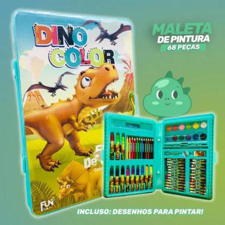 Estojo Maleta Escolar de Pintura Canetinhas e Lápis 68 Peças Dinossauro  Verde - FunGame - Estojo / Maleta para Colorir - Magazine Luiza