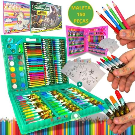 Imagem de Estojo Maleta Escolar Infantil 150 Pças + Desenho Pintura