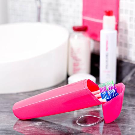 Imagem de Estojo Porta Escovas De Dente Creme Dental Portátil Mala Rosa Pink