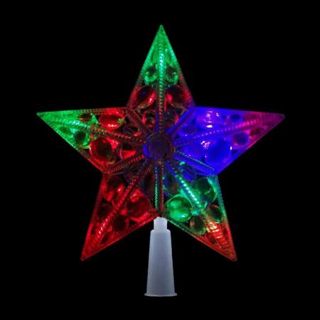 Imagem de Estrela Pisca Pisca 10 Leds Colorida Ponteira Arvore de Natal Enfeite Natalino