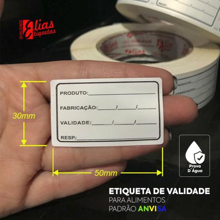 Imagem de Etiqueta Alimento Validade Congelamento 30x50 - Milheiro