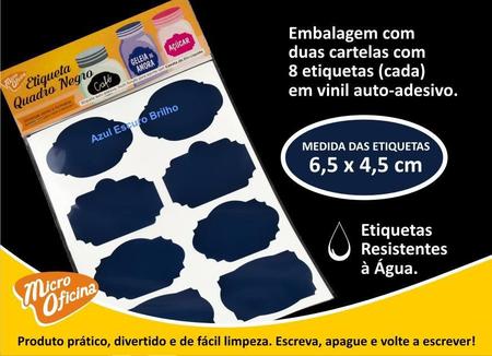 Imagem de Etiqueta Vinil Azul Escuro Adesiva para Caneta Giz Líquido