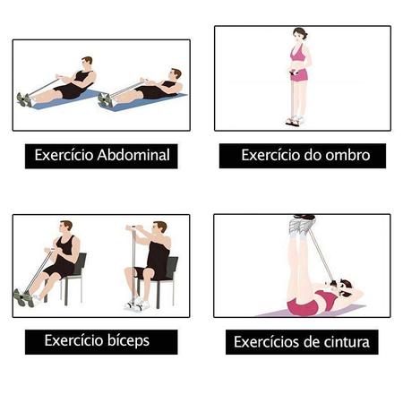 Imagem de Exercicio Fisico Extensor Elastico Ginastica 4 Tubos Azul