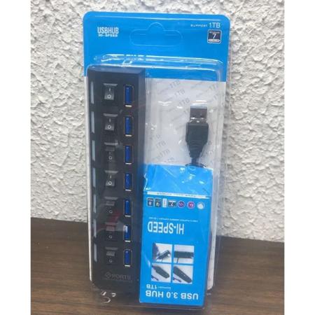 Imagem de Expansor Hub Usb 3.0 7 Portas Com Led Super Rápido