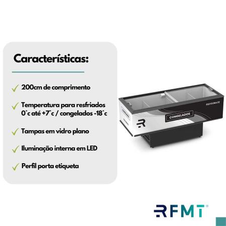 Imagem de Expositor Ilha Vanguard 2 Metros Vidro Reto Refrimate EIV2000VR