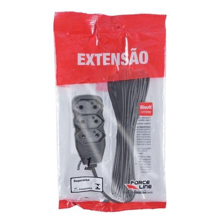 Imagem de Extensão Bipolar Slim  5 Metros  Preto Force Line