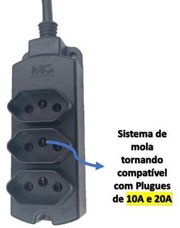 Imagem de Extensão Elétrica 10 Metros Cabo PP 2x1mm Reforçado 10A/20A