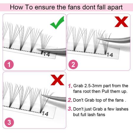 Imagem de Extensões de cílios pré-fabricadas para ventiladores PRO LASHBEAUTY 7D-D-0.07-10