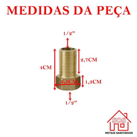 Imagem de Extensor Aumento Prolongador Chuveiro/torneira Médio 1/2 Metal CÓD. 202