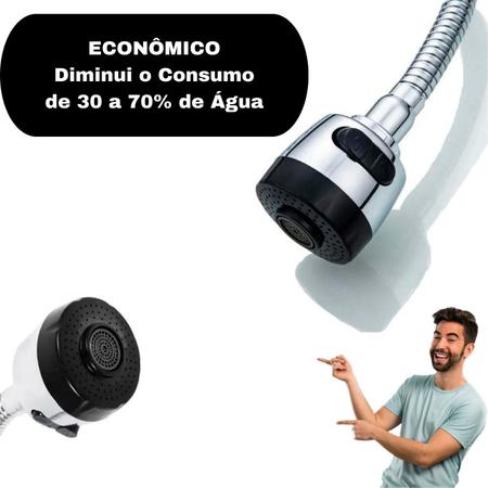 Imagem de Extensor Flexível Para Torneira Ajustável Com Arejador Chuveirinho 2 Tipos de Jatos 360º