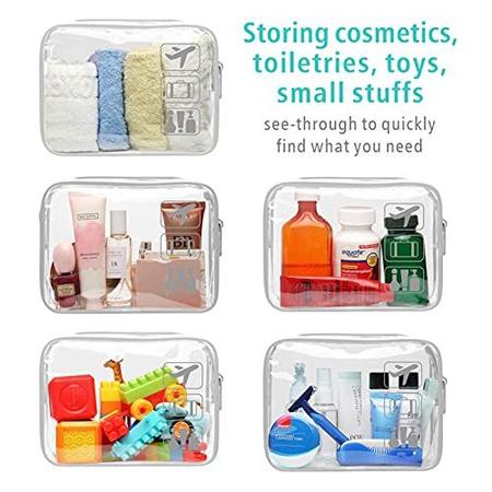 F-color TSA Approved Toiletry Bag 5 Pack Clear Toiletry Bags