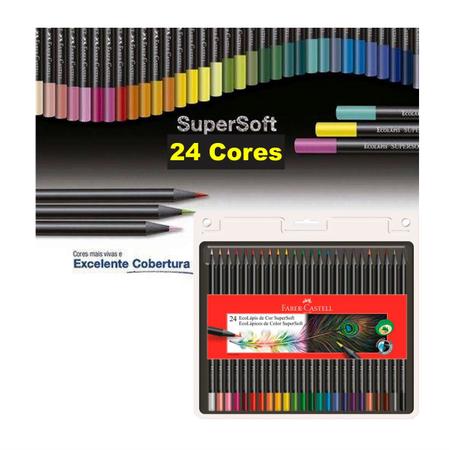 Imagem de Faber Castell Lapis Cor Profissional 24 Cores Kit Estojo Original Escolar Colorido Pintar Desenho