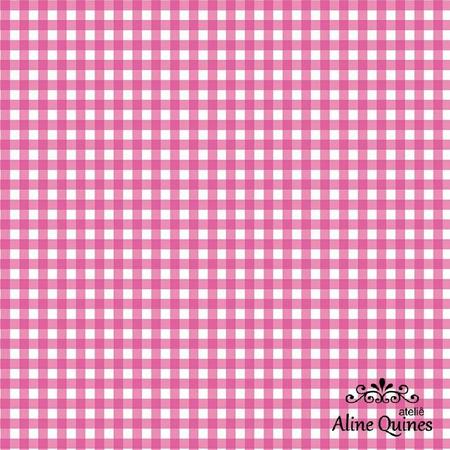 Tricoline Fabricart Xadrez Rosa 100% Algodão 1,50m Largura - Rosa