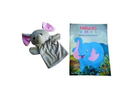 Imagem de Fábulas Divertidas - 2 Livros + 2 Fantoches Para Crianças - Elefante e Girafa