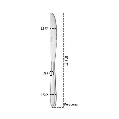 Imagem de Faca De Sobremesa Ponta Arredondada Aço Inox América Com 12 Peças