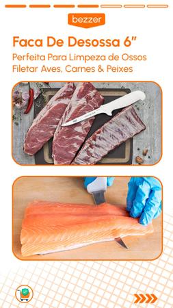 Imagem de Faca Desossa Flexível 6Pol Mundial 5513-6 Filetar Peixe Carne Ossos Filé Para Peixaria Açougue Frigorífico Profissional