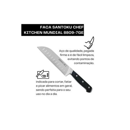 Imagem de Faca Santoku Preta Granton Edge Chef Mundial 8809-7GE 17,8cm