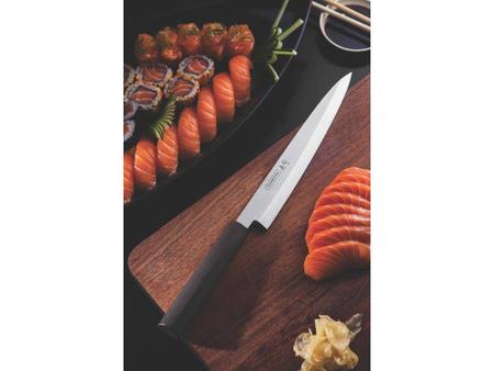 Imagem de Faca yanagiba 9 sushi silver marrom lamina de aco inox e cabo de nylon tramontina