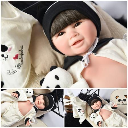 Boneca Bebê Reborn Silicone Panda Fada Madrinha Pode Banho