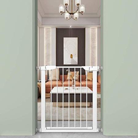 Imagem de Fairy Baby Narrow Baby Gates para escadas de porta Indoor Child Gate para Kid ou Pet Dogs Walk Through Pressure Mounted 25.59 "-28.35"