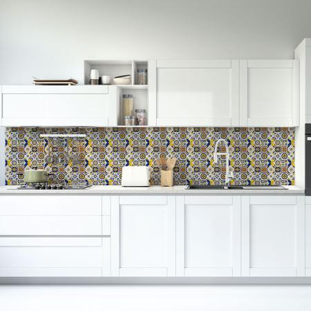 Imagem de Faixa Adesiva de Parede Azulejos Autocolante Português para cozinha 0,20x100Cm