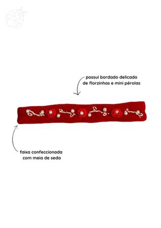 Imagem de Faixa de meia de seda com bordado florzinha e perolas roana