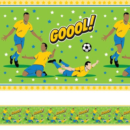 Imagem de Faixa Decorativa Adesiva Infantil Futebol Gol 10mx10cm