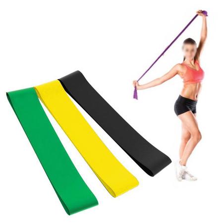Imagem de Faixa Elastica Latex Band Yoga Fit Exercicio Kit 3 Niveis de Intensidade