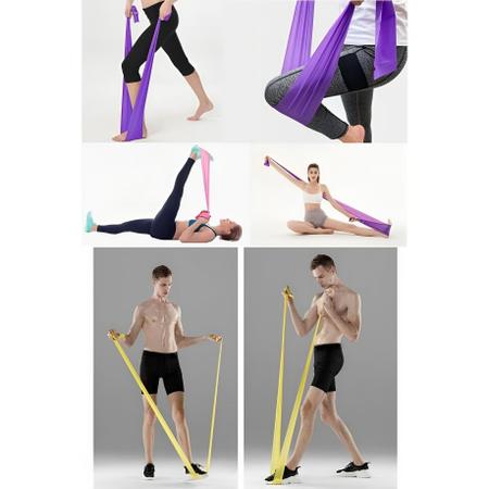 Imagem de Faixa Elástica Para Alongamento Yoga Exercícios em Casa Pilates Fisioterapia