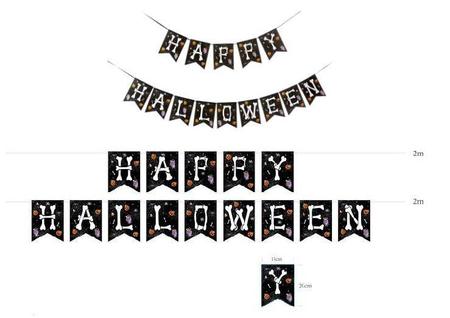 Imagem de Faixa Happy + Faixa Halloween Decorativo Enfeite 15X20X2M