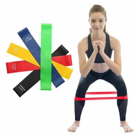 Imagem de Faixas Elasticas Exercicios 5 und Casa Mini Band Extensor Academia Yoga Pilates Fitness