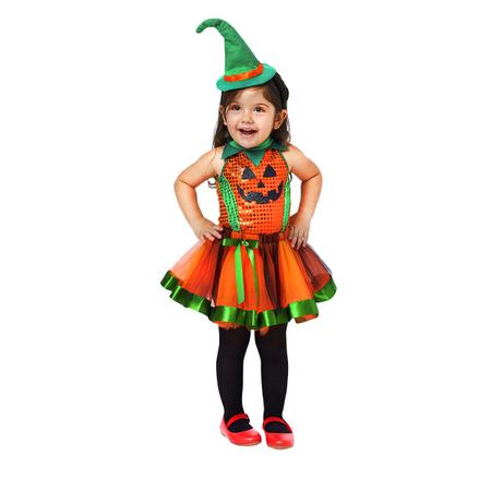 Fantasia Abobora Glamour Halloween Infantil - SKU 960529