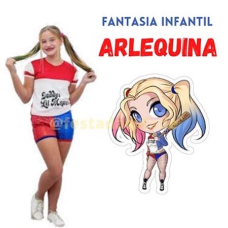 Fantasia temática Arlequina infantil festa de criança em Promoção