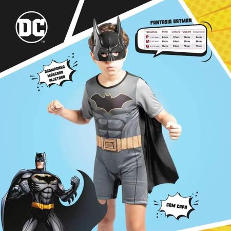 Imagem de Fantasia Batman C/ Máscara E Capa Infantil Roupa Super Herói