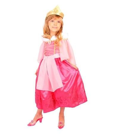 FANTASIA PRINCESA BELA ADORMECIDA VESTIDO AURORA ROSA LUXO