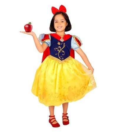 Vestido Infantil Fantasia Branca De Neve Disney Tam 6 a 12