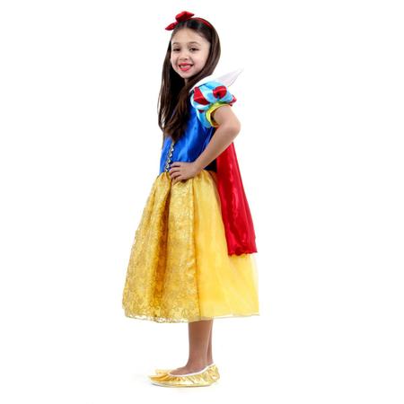 Imagem de Fantasia Branca de Neve Infantil Luxo Original com Tiara - Disney Princesas