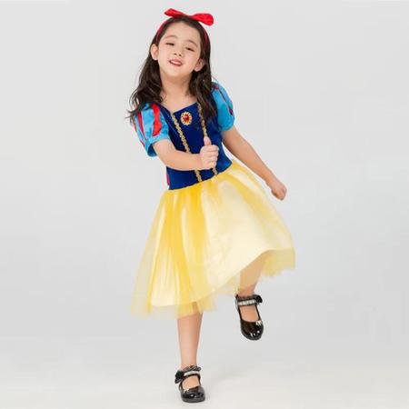 Imagem de Fantasia Branca de Neve Temática Infantil Feminina Princesa